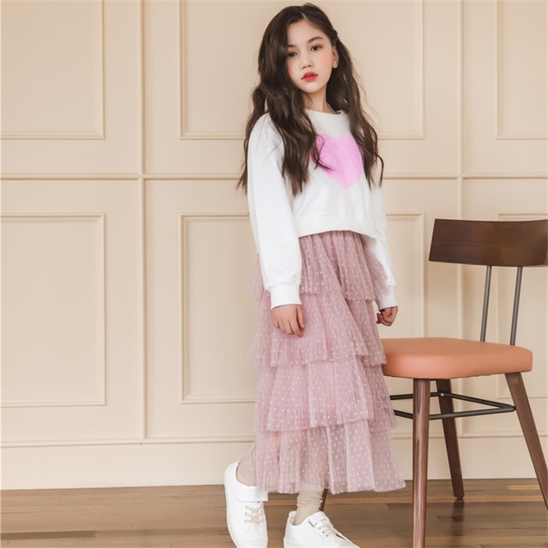 

Children's Autumn suit 2020 new spring and autumn middle school children's Korean girls' sweater long skirt two-piece set