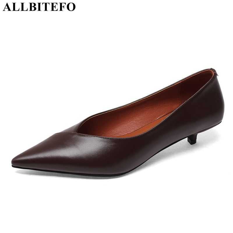 

ALLBITEFO full genuine leather thin heels party women shoes high quality women high heel shoes spring women heels ladies shoes 210611, As picture