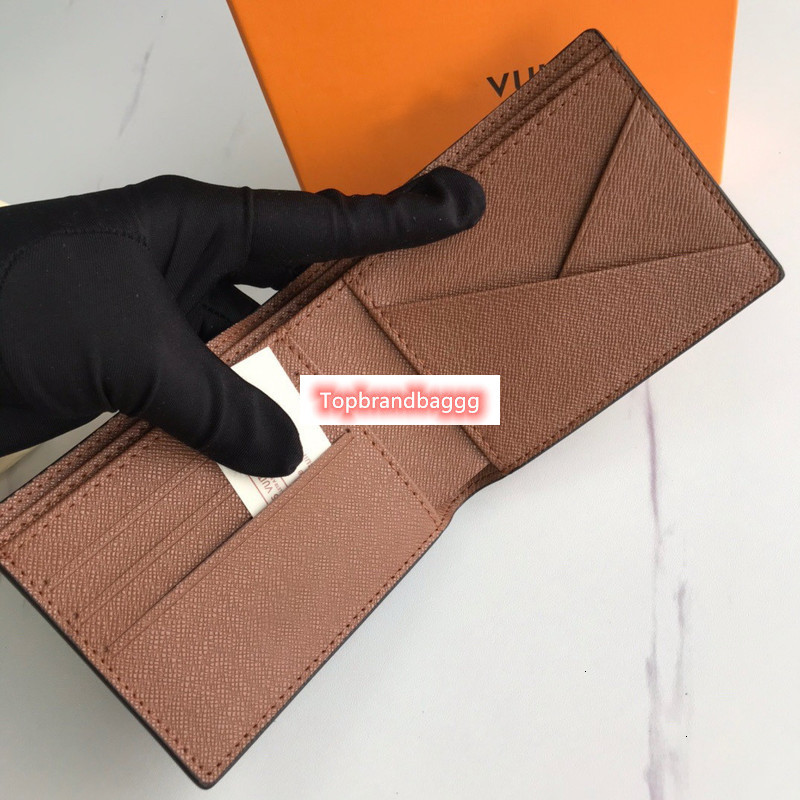 

New For Brown Women/men real Genuine leather Purses Short Wallets With Box CX#311 dust Bags 60895, Brown plaid