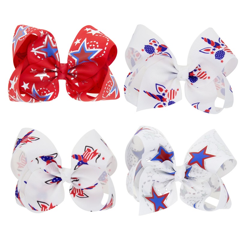 

Unicorn Ribbon 4th of July Hair Bows Clips Girls Hairbow USA Flag Independence Day Hairgrip Festival Kids Hairs Accessories 1571 B3, Color mix