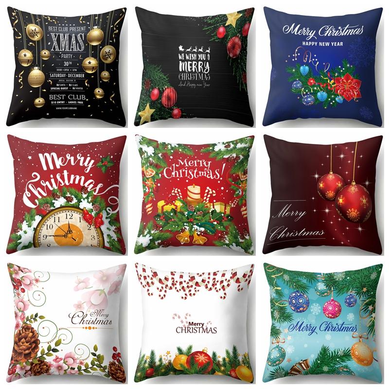 

Merry Christmas Trees Decorative Throw Pillow Case Square Shape Polyester Cushion Cover For Sofa Decoration Home Almofadas Cushion/Decorativ