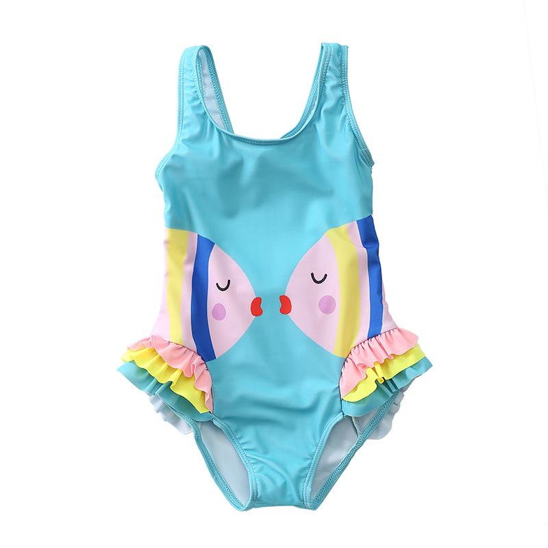 

Cute Kiss Fish Printed Kids Toddler Baby Girl One Piece Swimsuit Beach Wear Hollow Out Back Swimwear Bathing Suits 0-6T One-Piece