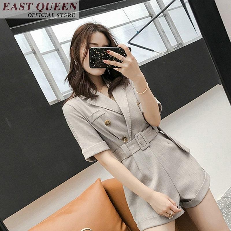 

Women's Jumpsuits & Rompers Women Sexy 2021 Casual Beach Playsuits Loose Elegant Fashion Tunic Solid Office Ladies Sashes Playsuit DD673 L, Black;white