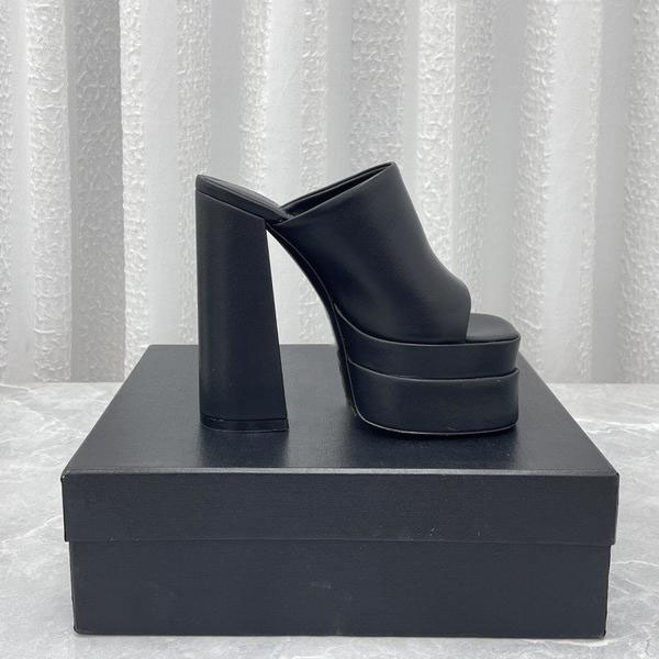 

Woman Medusa Platform Mules Slippers Double Platform Sandals Dress Shoe Womens Lady Fashion Luxurys Designer Square Toe High Heel Genuine Leather Shoes 35-42, Red