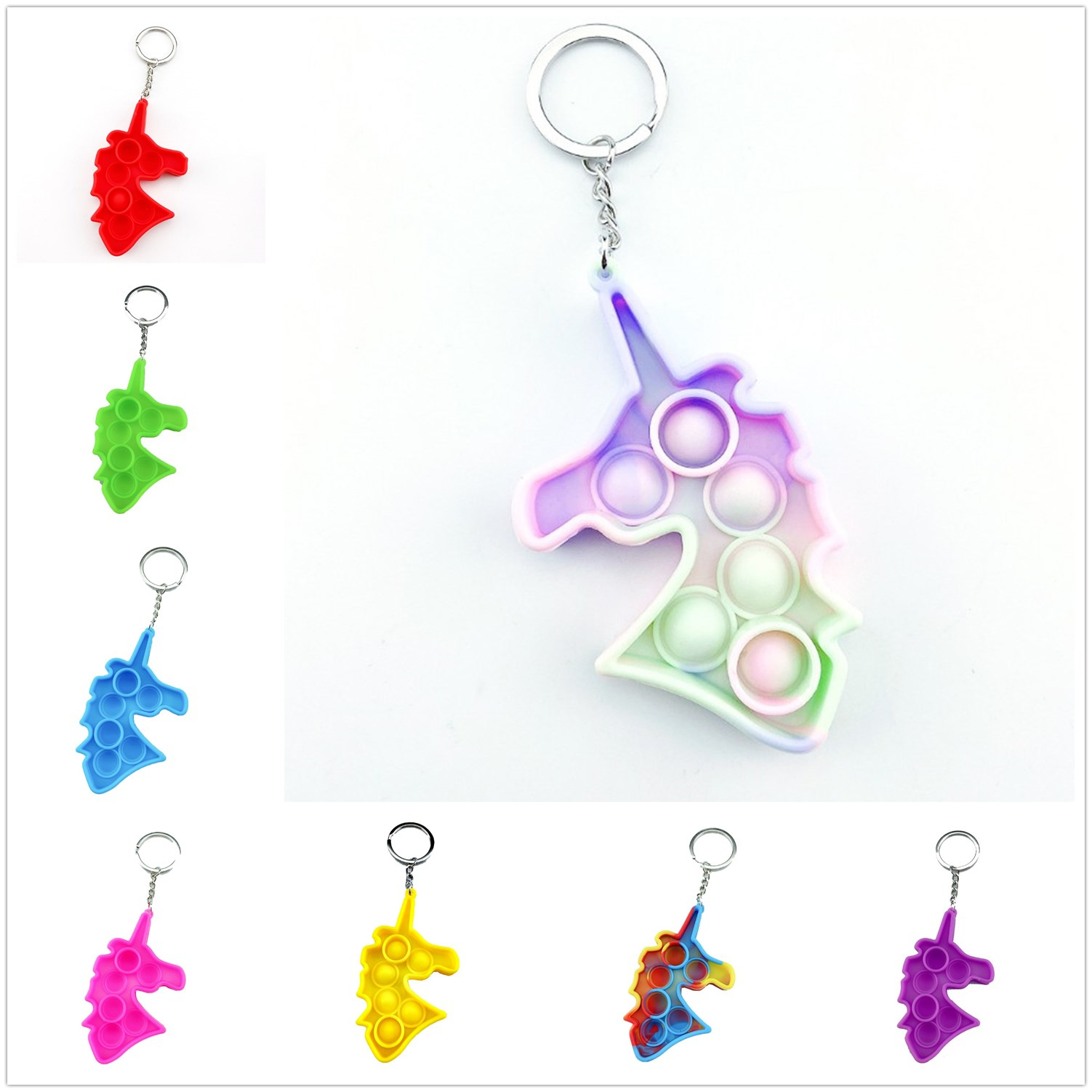 

Unicorn Pattern Fidget Pop it Silicone Toy Keychains Decompression toys Simple Push Bubble Gadgets Stress Relief Gifts