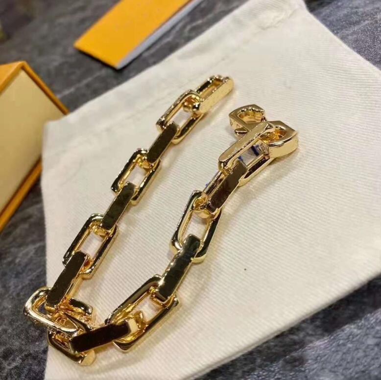 

new Rectangular cable chain designer bracelet silver men and women brand bracelet quality classic print gold jewelry