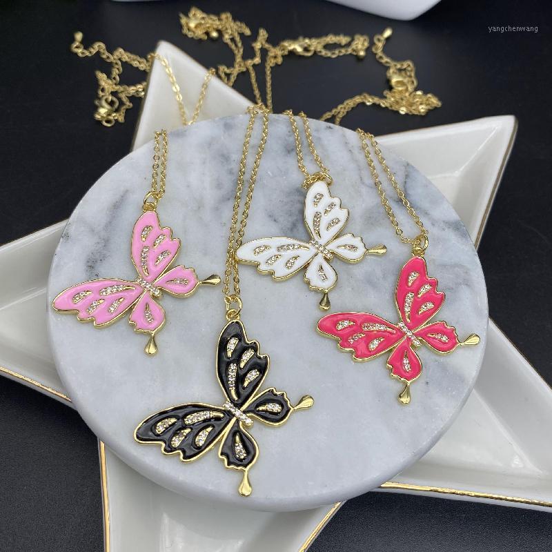 

Chains 10pcs/lot 18inches O Chain Butterfly Pendant Necklace Women Jewelry