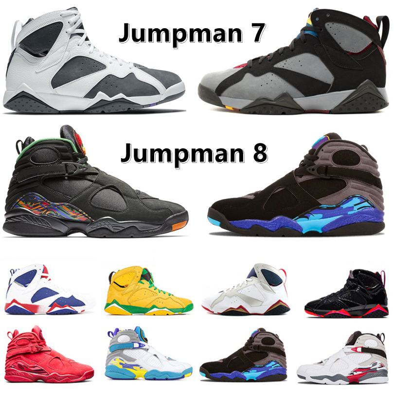 

Jumpman 7 8 men Basketball Shoes 7s Bordeaux Topaz Mist Patent Leather Hare Flint 8s Aqua Raid South Beach Three Peat 3M Reflective mens trainers Sports Sneakers 40-47, Color#1