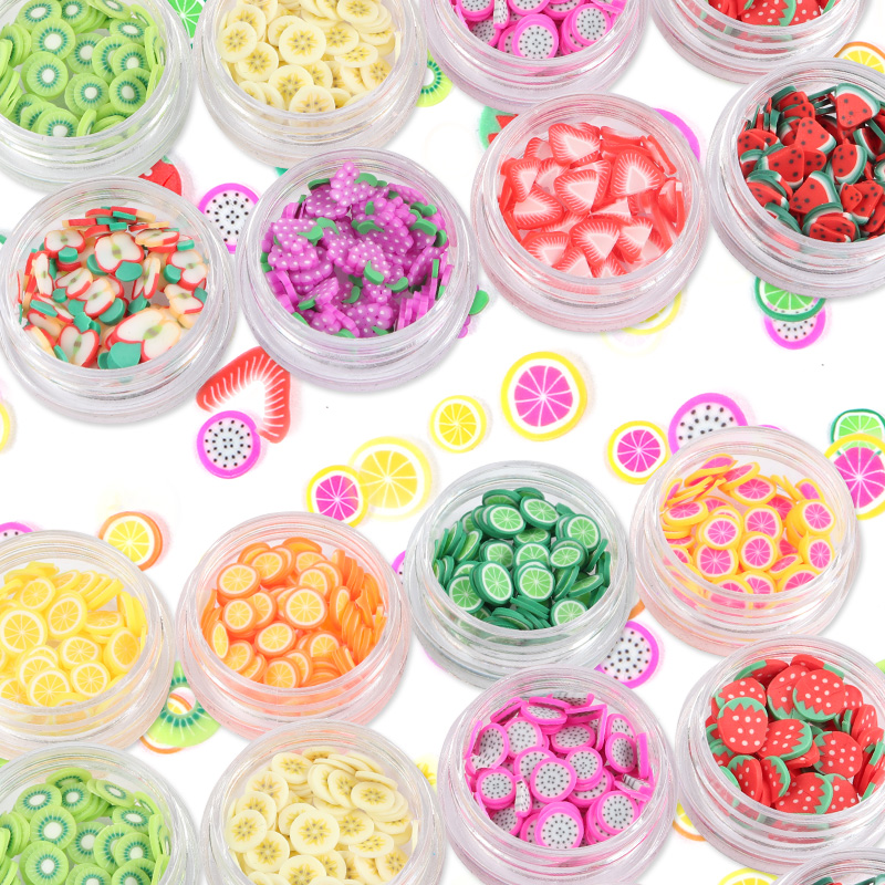 

Fruit Slices Slime Nail Art Accessories Soft Pottery Nail Charms Filler Fruit Flakes Nail Decorations Manicure Tips
