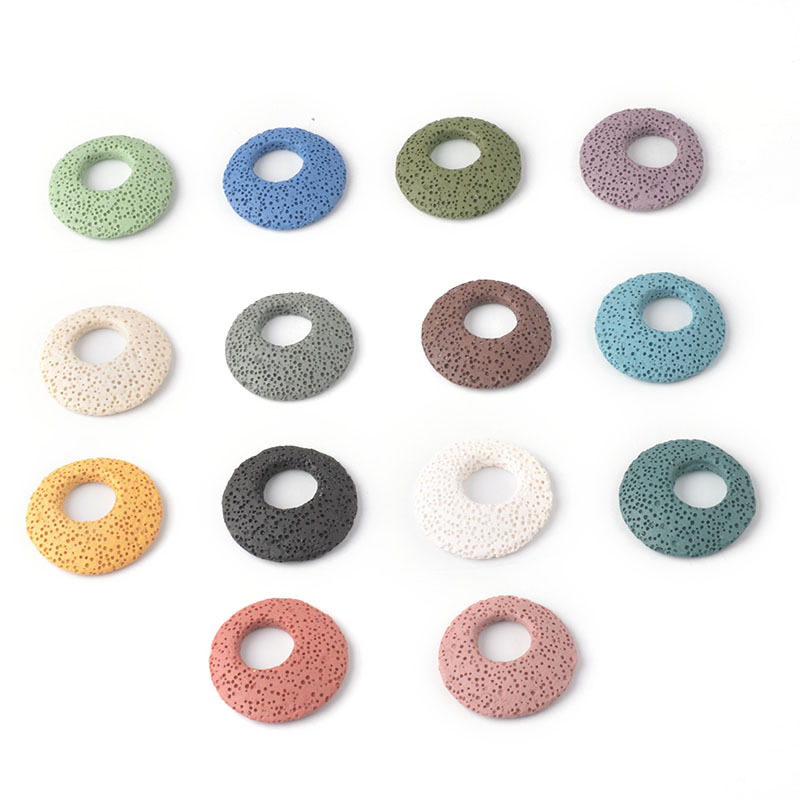 

Lucky Buckle Volcanic Lava stone Loose Beads Slide Charms Pendant Jewelry Making Accessories for Necklace