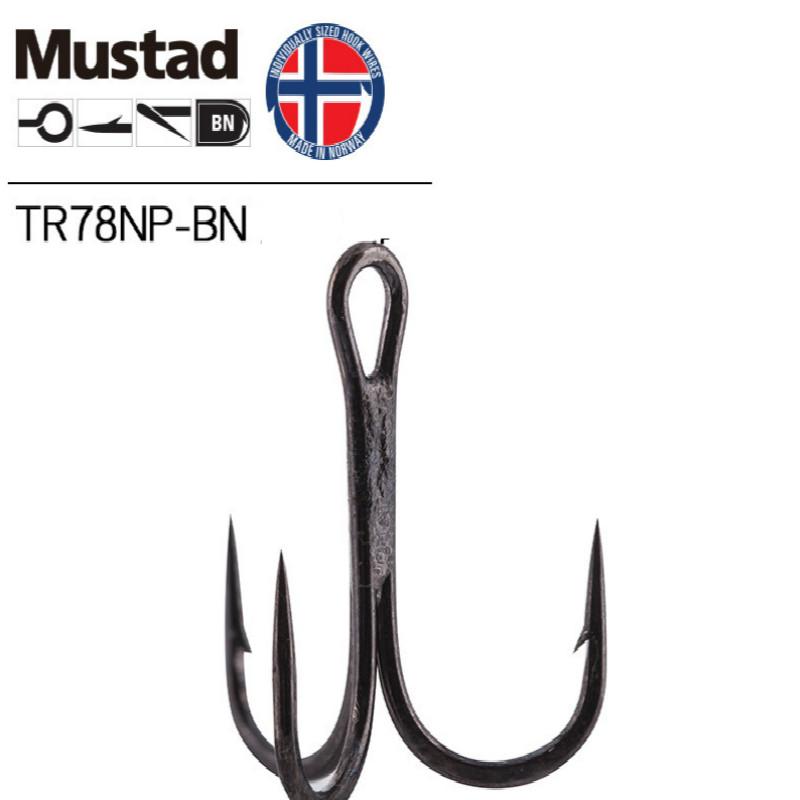 

Mustad Treble Hooks TR78 4# 6# 8# 10# Three Anchor Strong Sharp Round End Barbed Fishing Deep Ocean Anzuelos Pesca
