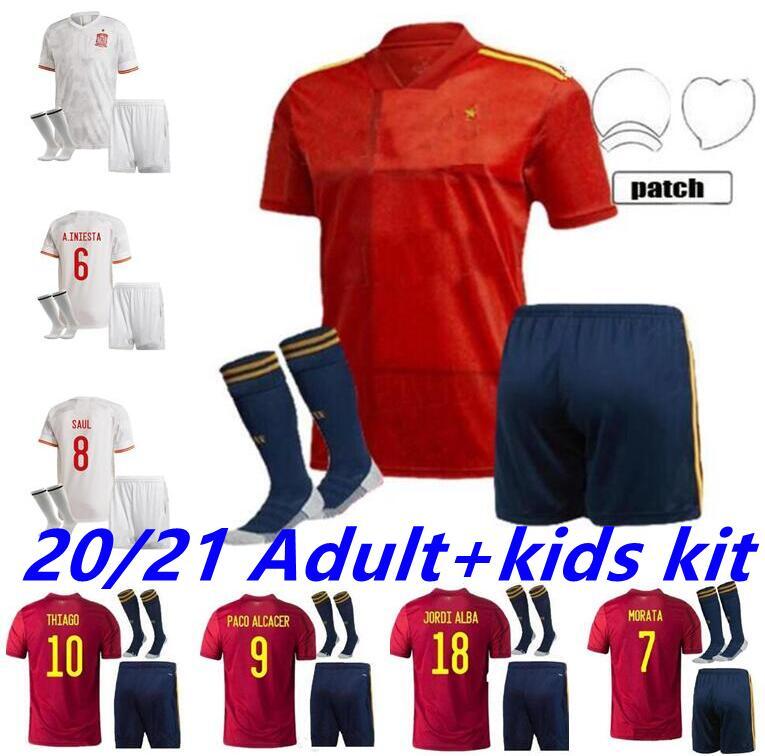 

2021 Spain Soccer Jersey 20 21 FERRAN ASENSIO MORATA ISCO INIESTA PACO ALCACER SAUL XAVI Raul Football Adult man + kids kit shirts, Black;yellow