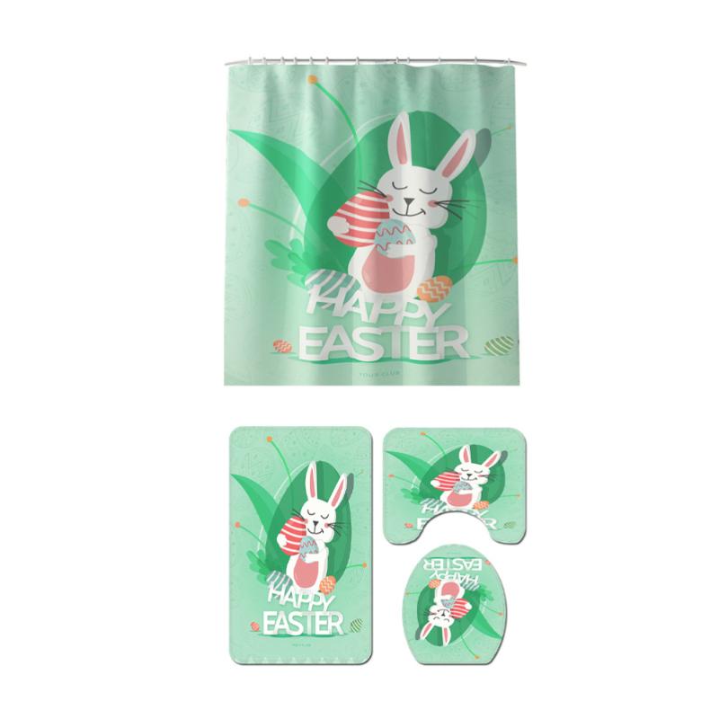 

4PCS/Set Bathroom Curtain Pads Set Waterproof Shower Anti-slip Washroom Carpets Toilet Seat Lid Cover Mat For Home El Covers