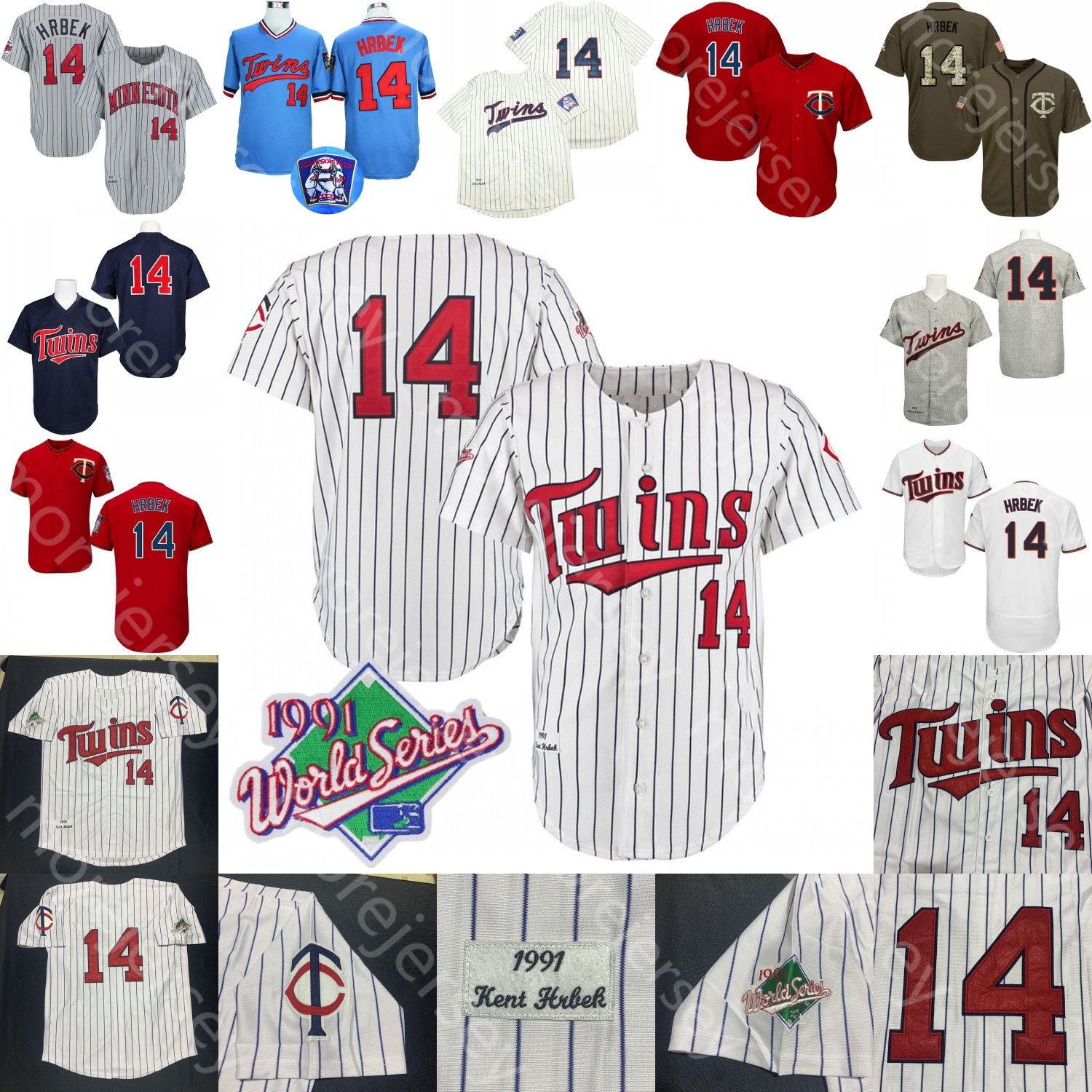 

Kent Hrbek Jersey 1969 Cream Pinstripe 1987 Grey Pinstripe 1991 WS White Pinstripe Red White Fans Player Blue Pullover Navy Mesh BP Salute to Service