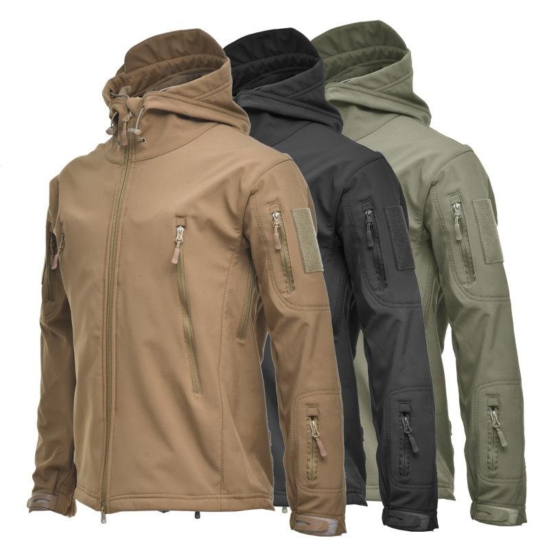 

Hunting Jackets Men's Hiking Coat Outdoor Mountaineering Warm Jacket Long Sleeve Camouflage Zipper Windbreaker Hooded Fleece Clothes, Camo;black