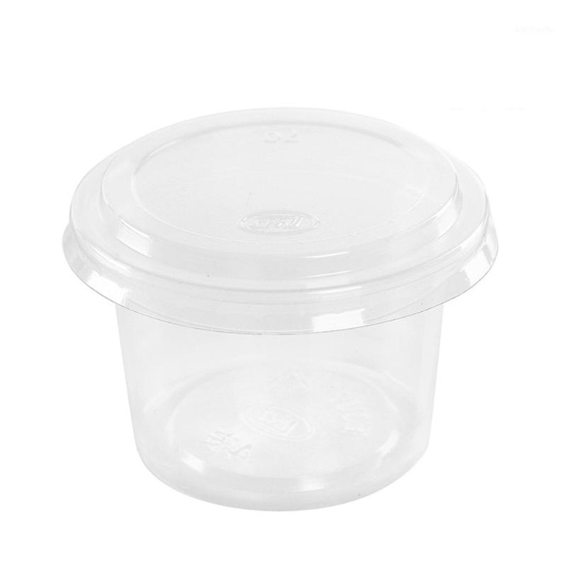 

Storage Bottles & Jars 100pcs 120ml Disposable Portion Cups Condiment Cup With Cover For Sauce Yogurt Jelly Pudding