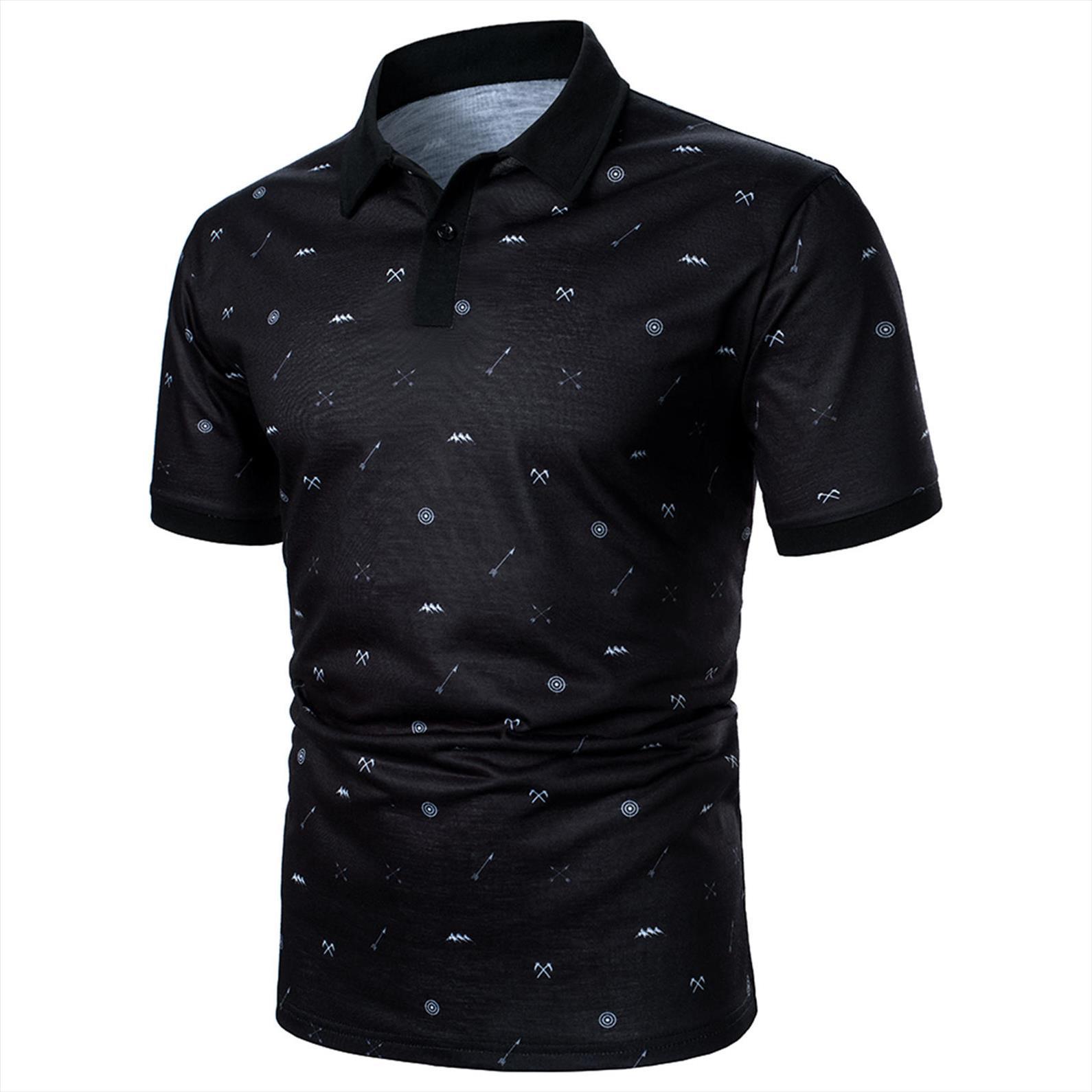 

summer casual shirts abstract mens polos printed button short sleeved shirt homme men clothing, White;black