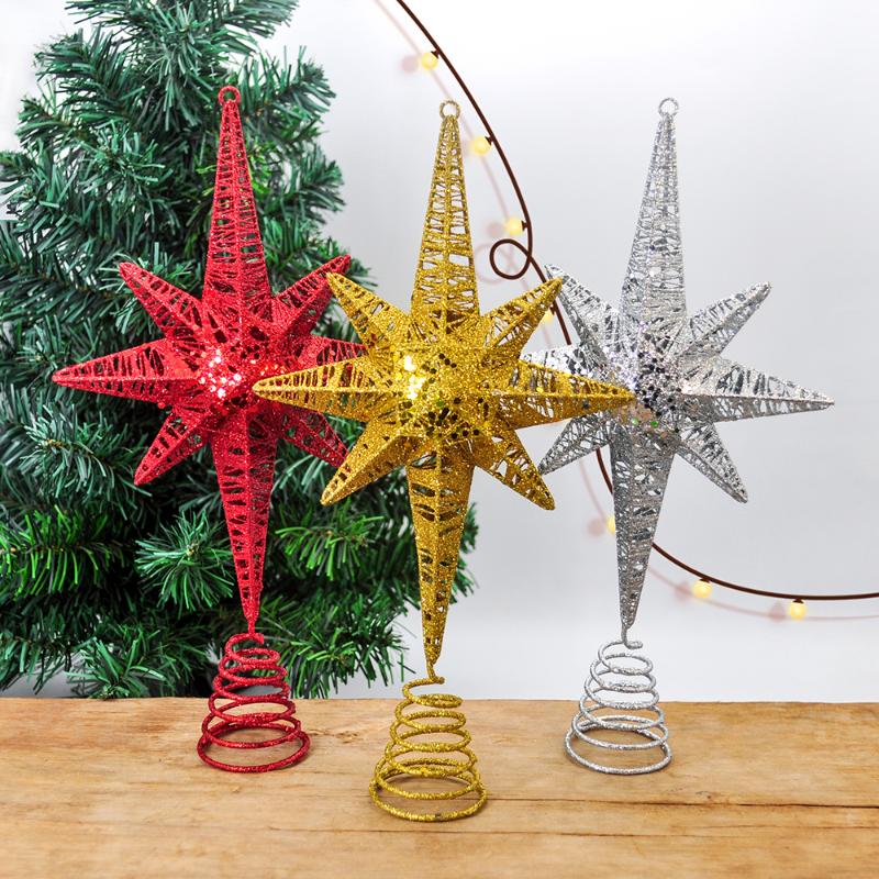 

Christmas Decorations 1pcs Gold Glitter Tree Top Iron Star For Home Xmas Ornaments Navidad Year 2021