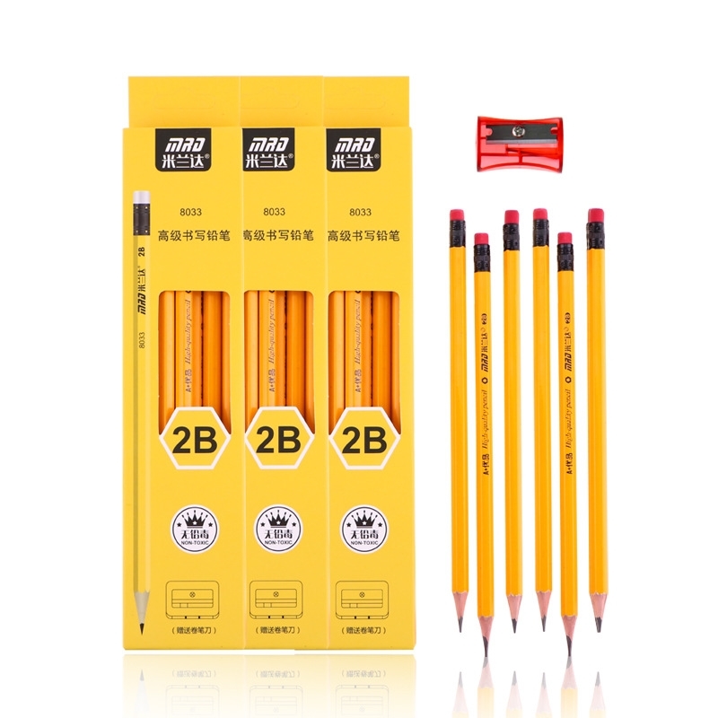 

2B writing and drawing pencils for pupils in Miranda 8032 kindergarten are not easy to break, 12 lead-free / box