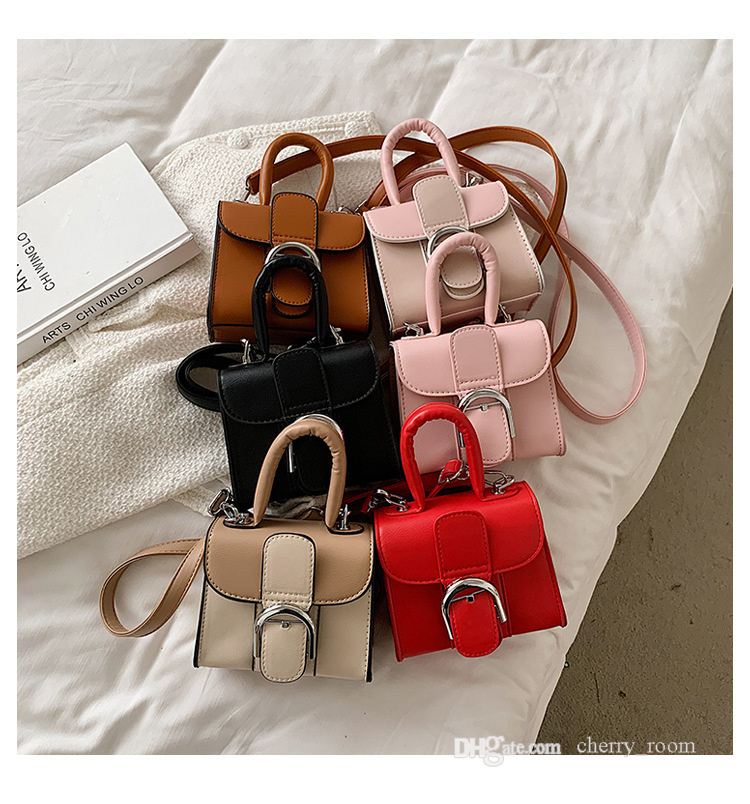 

Children princess handbag 2021 autumn winter fashion kids solid colors one shoulder bags girls saddle bag tide mini wallet F878, Mix colors random