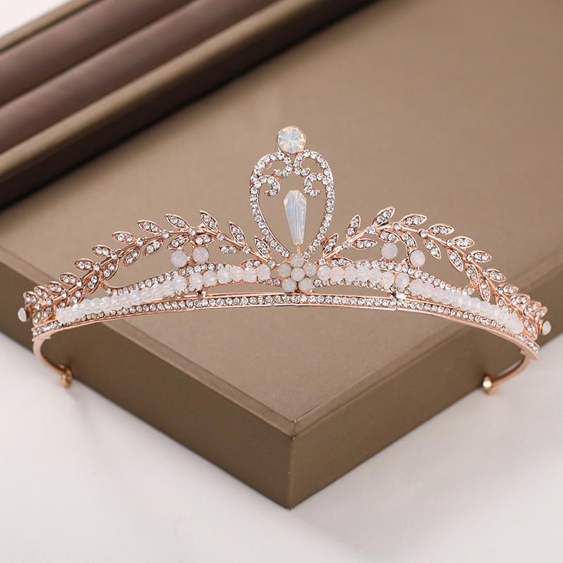

Hair Clips & Barrettes Charming Handmade Rhinestone Waterdrop Tiara For Prom Birthday Pageant Crown Rose Gold Wedding Dress Jewelry EA, Golden;silver