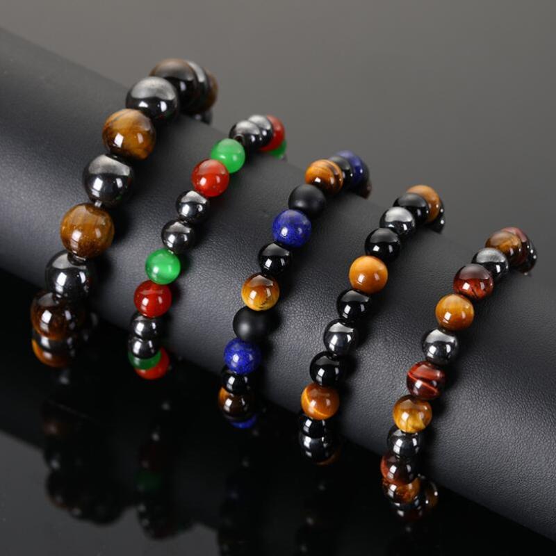 

Beaded, Strands 8mm Magnetic Hematite Bead Tiger Eye Stone Bracelet Health Handmade For Men Or Women