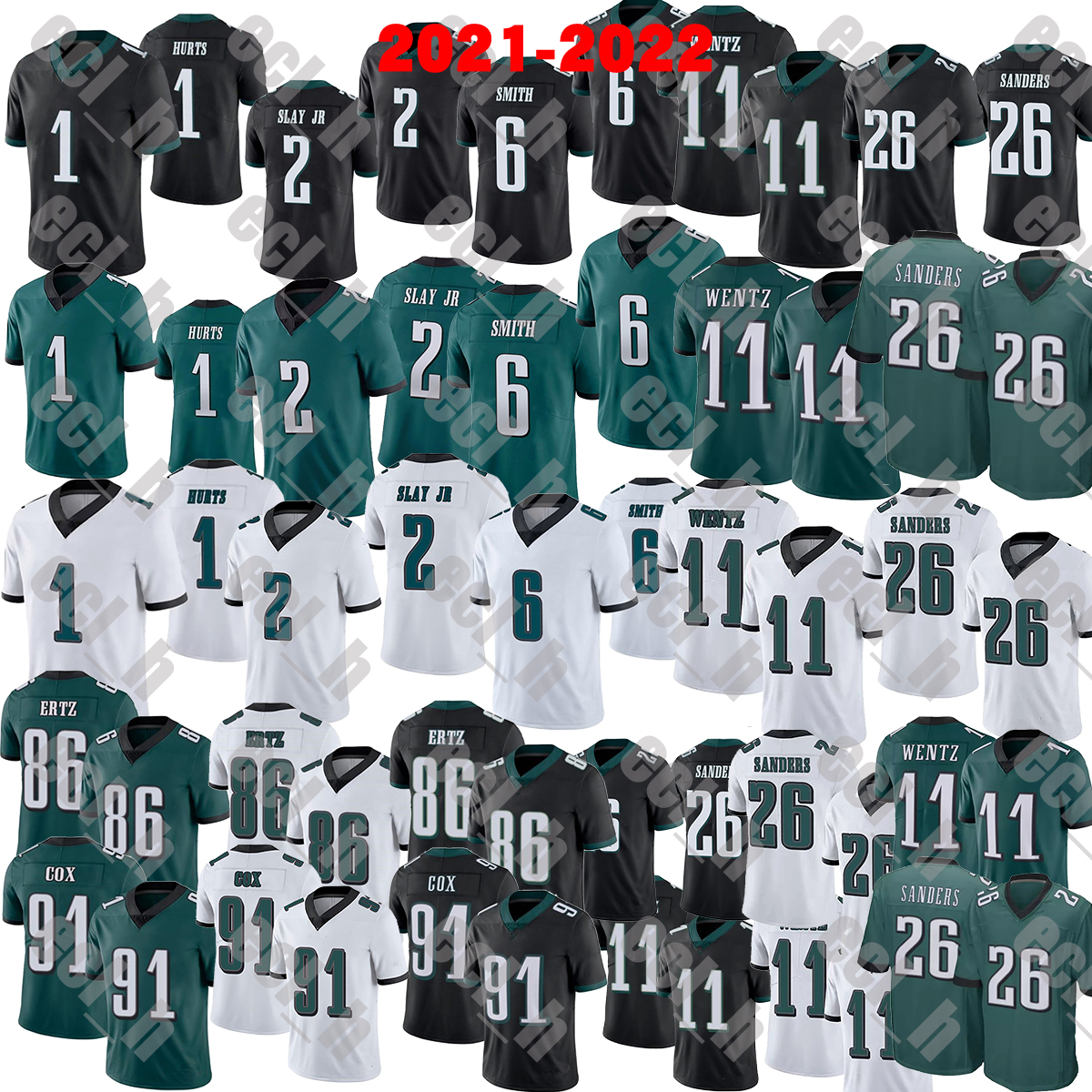 

2021-2022 High quality Stitched Football jerseys 1 Jalen Hurts 2 Darius Slay Jr 6 DeVonta Smith 11 Carson Wentz 26 Green Game 86 Zach Ertz 91 Fletcher Cox, As