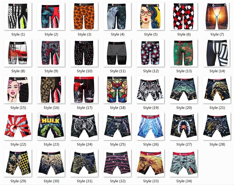 

Random 34 Styles Ethika Men Boxers Quick Dry Underpants Sports Mens Underwears Hip Hop Underwear Street, Black