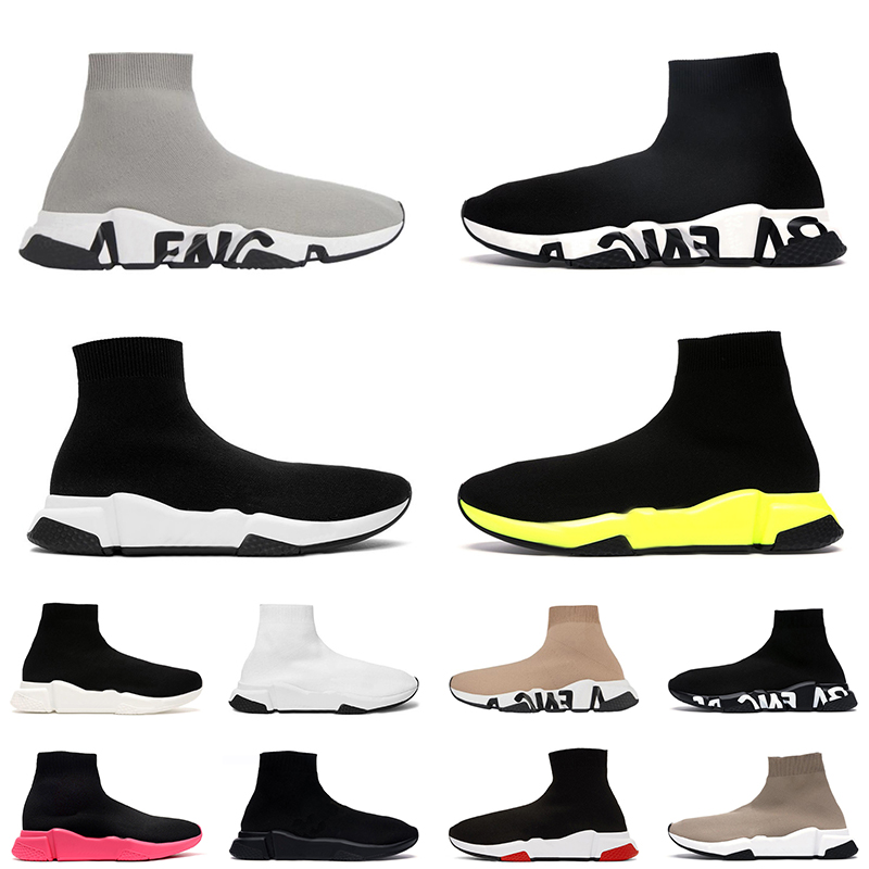 

Top Quality Women Mens Luxury Designer Sock Shoes Balen Graffiti Clear Sole Volt Casual Shoe Triple White Black Pink Sports Sneakers Lace Up Socks Boots Off Trainers, A35 36-45