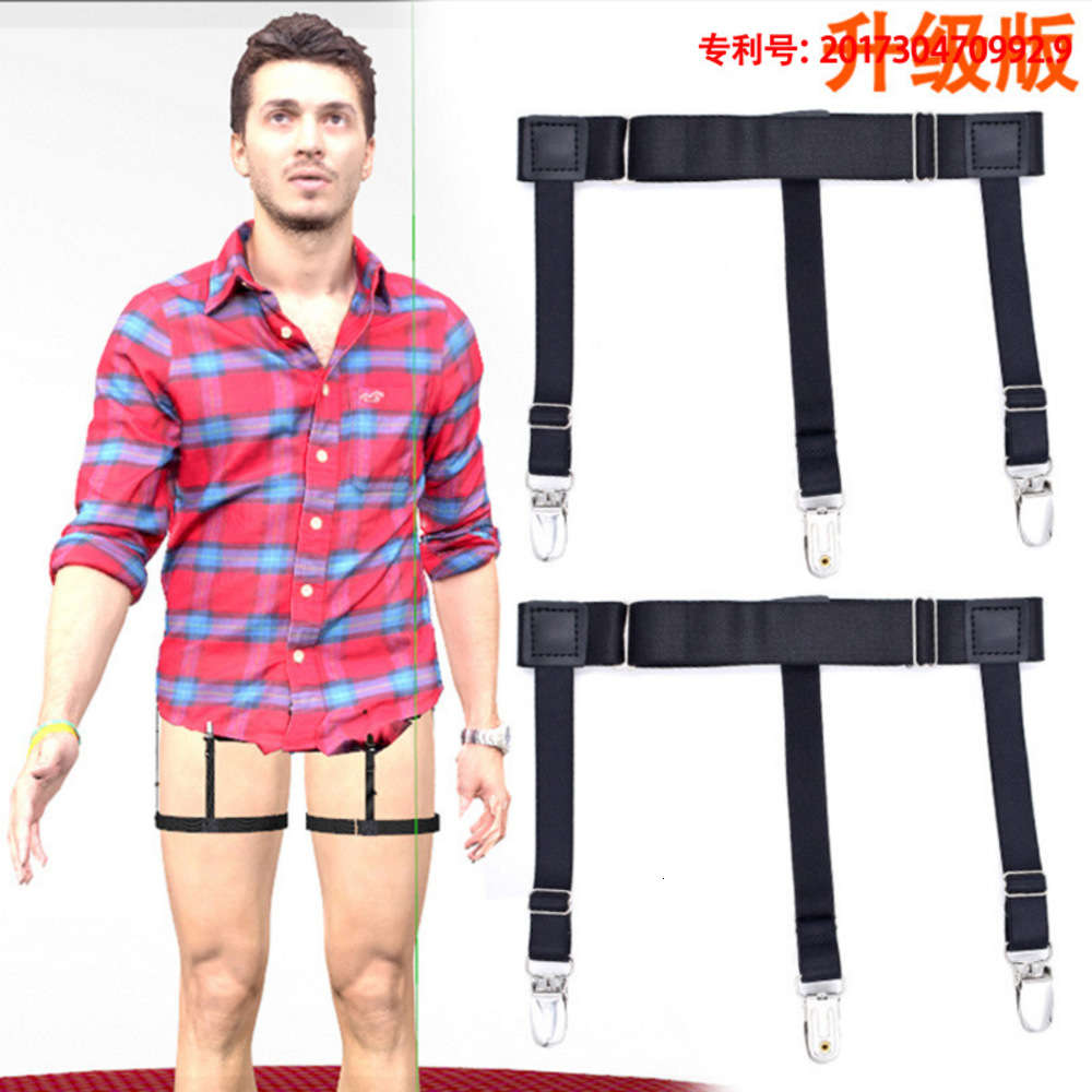 

Men's shirt anti slip fixed power clip Garter sc-j-s upgrade, Black;white