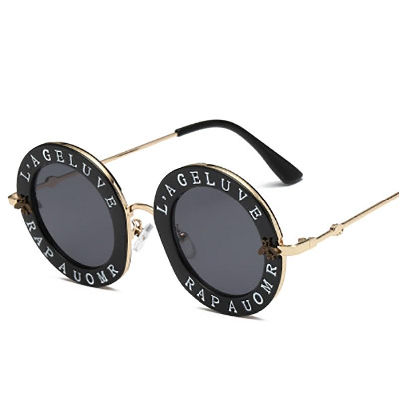 

Sunglasses 2021 Fashion Round Metal Frame Men Women Vintage Bee Design Brand Designer UV400