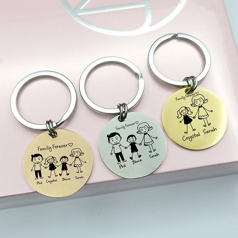 

Keychains Personalized Family Gifts Keychain Custom Mom Dad Daughter Son Pet Key Chain Engraved Stainless Steel Mother Father Kids Keyring