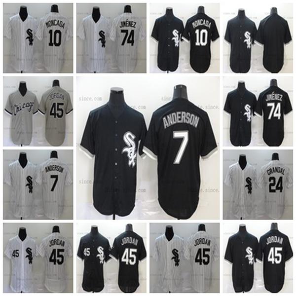 

10 Yoan Moncada Chicago Jersey Blank 79 Jose Abreu 7 Tim Anderson 24 Yasmani Grandal Home Black White Stithced Pinstripe Mens Womens Youth, 7 white