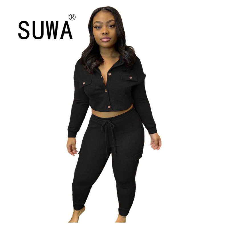 

Single-Breasted Long Sleeve Coats And Jackets + Joggers Pants Trousers Vintage 2 Pieces Outfits Women Matching Sets 210525, Burgundy