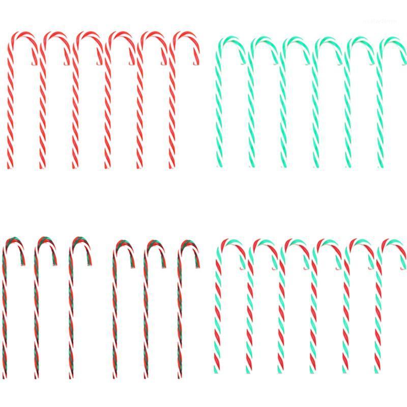

Christmas Decorations 6/12pcs Tree Decor Candy Cane Red Green Plastic Crutch Hanging Ornament For Xmas Year 2021 Decoration Gift