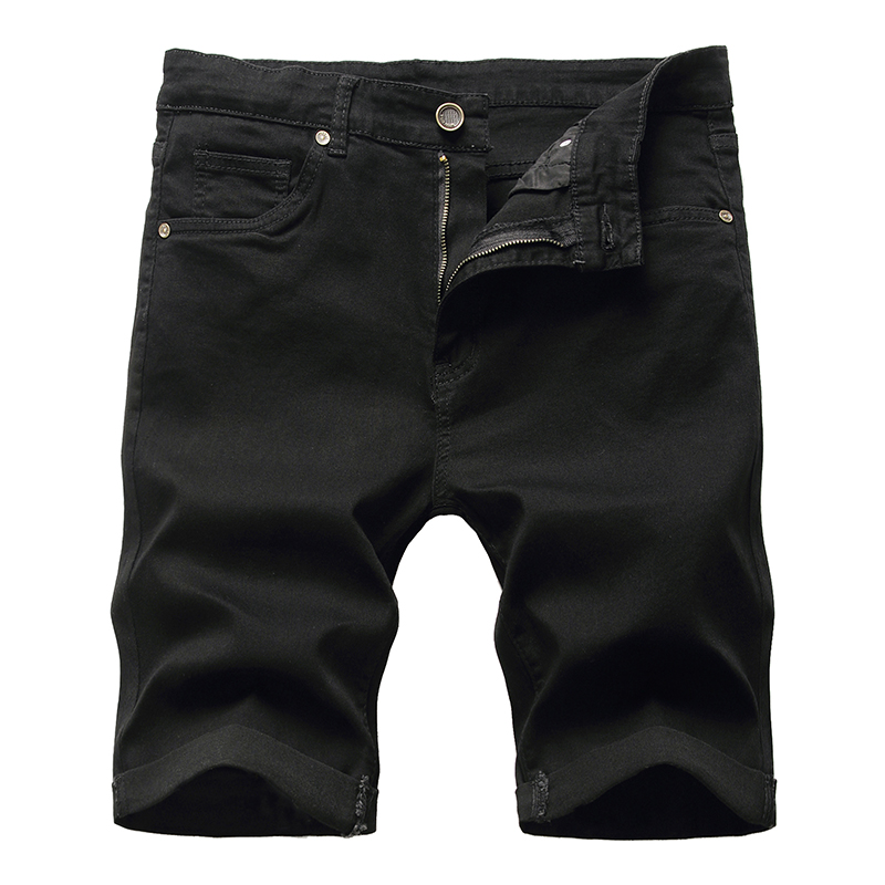 

Summer men's casual loose tooling breathable shorts 5-point jeans, Black