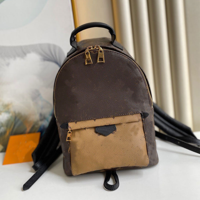

Backpack Women's Schoolbag Handbag Travel Bag Superior Quality Fashionable Soft Leather Material Double Zipper Head Design Classic Letter Printing, Chocolate
