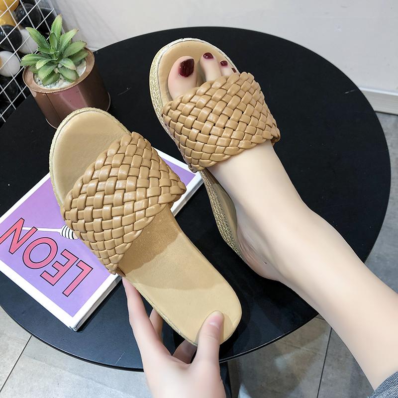 

Slippers Summer Women Ladies Shoes Woman Wedges High Heels Creepers Slides Flat Platform Hollow Beach, Black