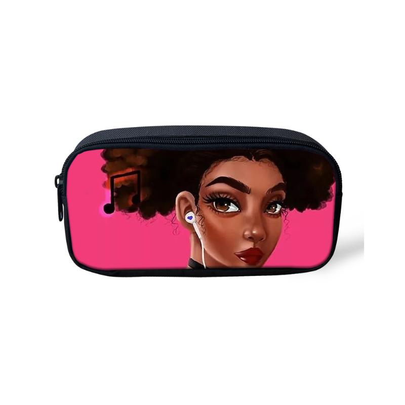 

Afro African Black Girl Print Cosmetic Cases Office Pencil Box Big Teenager Mini Case Pouch Kids School Supplies Gift Bags