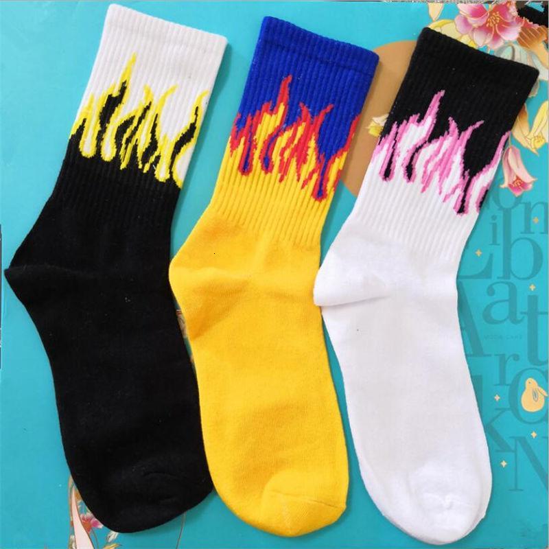 

Men's Socks 5 pair Men Fashion Hip Hop Hit Color On Fire Crew Red Flame Blaze Power Torch Hot Warmth Street Skateboard Cotton 8DIB, Yellow
