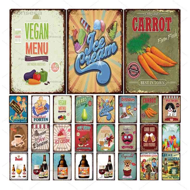 

Retro Coffee Beer Metal Tin Sign Vintage Bar Pub Club Wall Decorative Plates Home Kitchen Decor Vegetables Iron Paintinga