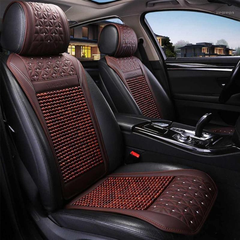 

Car Wooden Bead Seat Cushion Summer Cool Leather Cover Breathable Handmade Auto Mat Pad Universal Accessories