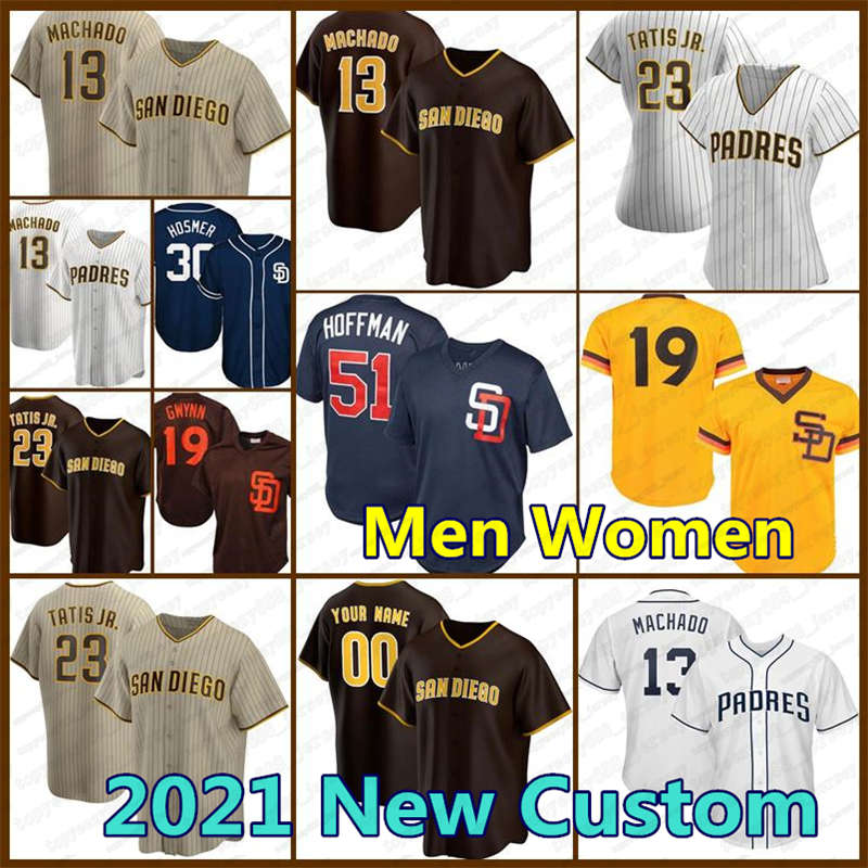 

Custom 23 Fernando Tatis Jr.Jersey 13 Manny Machado Baseball 19 Tony Gwynn Padres 51 Trevor Hoffman Yu Darvish San Women Diego Eric Hosmer, Blue;black