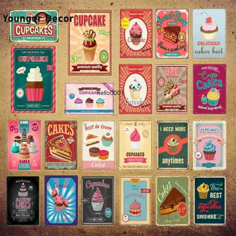 

Vintage Foods Metal Signs Delicious Cupcake Decoration Sweet Cake Shop Home Kitchen Wall Decor Art Poster Birthday Gift YI-230