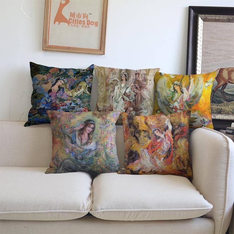 

Islam Painting Art Mural Character Pillow Cushion Cover Decorative Pillows Covers Will Not Fade Sofa Pillowcase Almofada Cojines Cushion/Dec