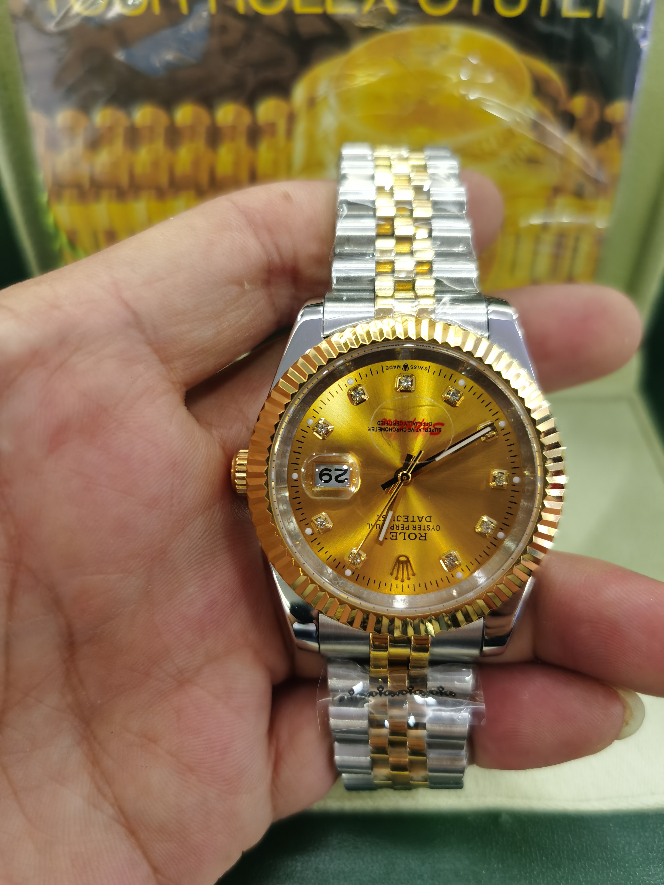 

With Original Box Topselling High Quality Wristwatch 18K Yellow Gold 41mm 126333 Two Tone Asia 2813 Movement Automatic Mechanical Mens Watch, Slivery;brown