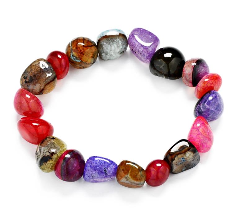 

Charm Drop Delivery 2021 10-12Mm Cracked Agate Bracelets Irregular Shape Natural Stone Colorful Beads Bracelet 7 Chakras Genston Good Luck Je