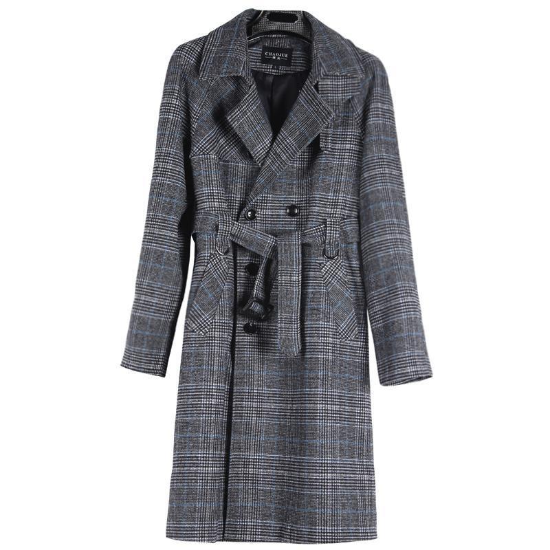 

Men' Trench Coats Long Mens Luxury Windbreaker Double Breasted Adjustable Waist Plaid Men Plus Size 6xl Fashion Man Jackets, Blue