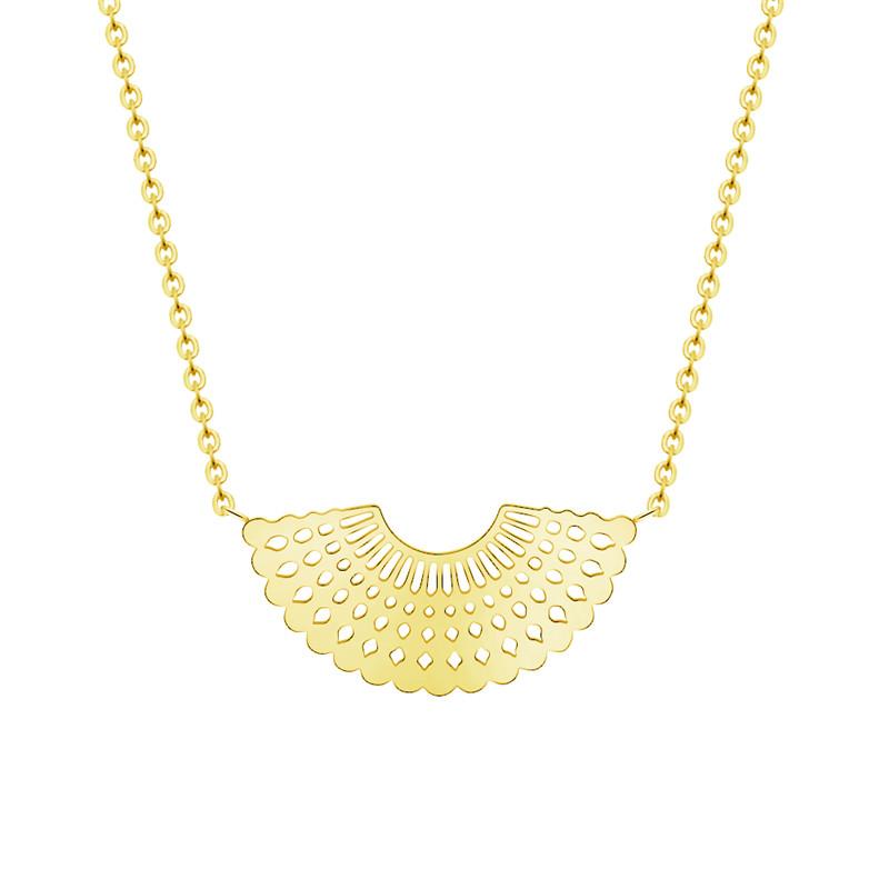 

Pendant Necklaces Dainty Half Moon Silver Color Sector Necklace Women Collares Bijoux Stainless Steel Chain Hollows Friend Gift 2021