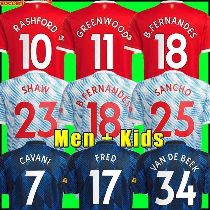 

Manchester soccer jerseys UNITED CAVANI UTD VAN DE BEEK B. FERNANDES RASHFORD HUMANRACE football shirt 20 21 man woman kids kit, White;black